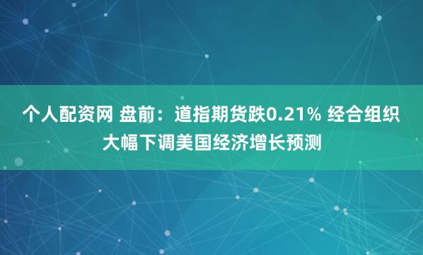 个人配资网 盘前：道指期货跌0.21% 经合组织大幅下调美国经济增长预测